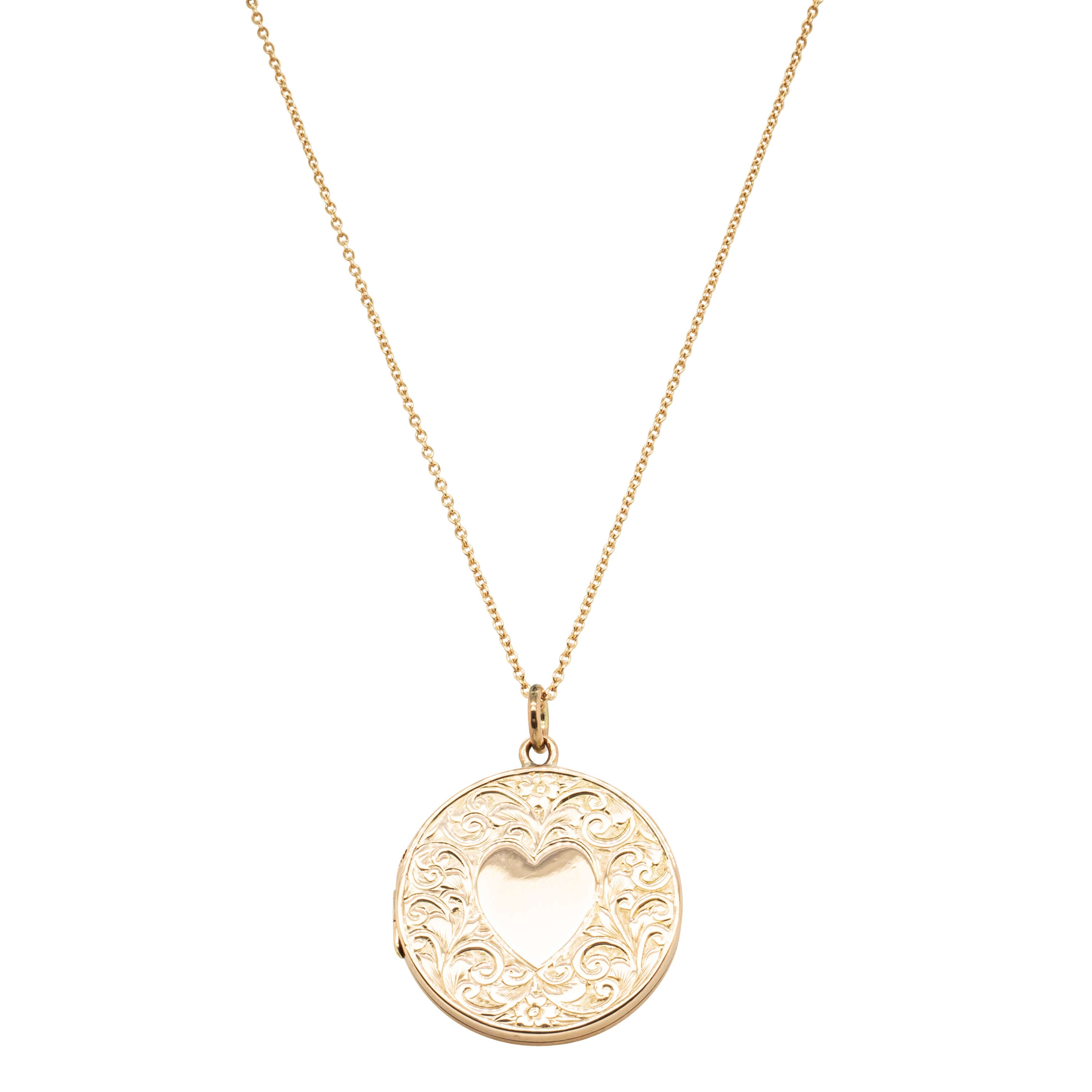 Vintage 7ct Yellow Gold Round Locket Pendant with Heart Walker Hall