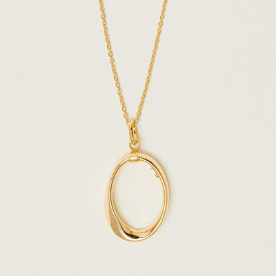 9ct Yellow Gold Oval Ribbon Pendant with Chain - Necklace - Walker & Hall