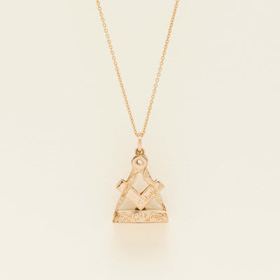 Deja Vu 9ct Rose Gold Masonic Fob Pendant With Chain - Necklace - Walker & Hall