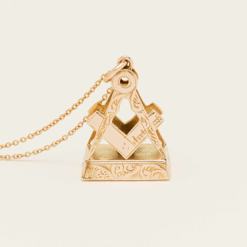 Deja Vu 9ct Rose Gold Masonic Fob Pendant With Chain - Necklace - Walker & Hall
