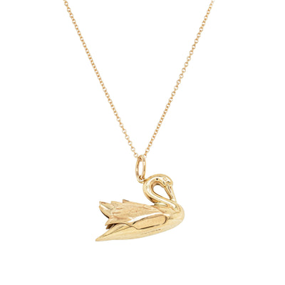 Deja Vu 9ct Yellow Gold Hollow Swan Necklace