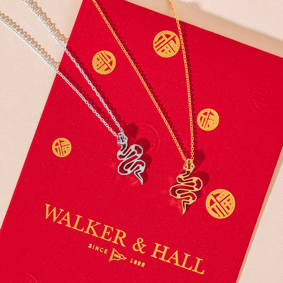 Year of the Snake Pendants in 9ct Yellow Gold and Sterling Silver