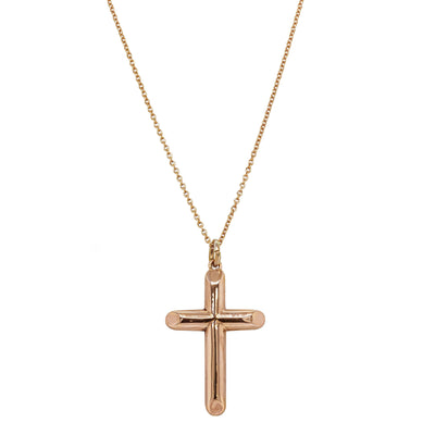 Deja Vu 9ct Yellow Gold Hollow Cross Pendant With Chain - Necklace - Walker & Hall