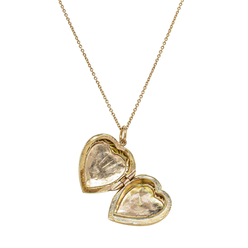 Deja Vu 9ct Yellow Gold Engraved Heart Locket With Cable Chain - Necklace - Walker & Hall