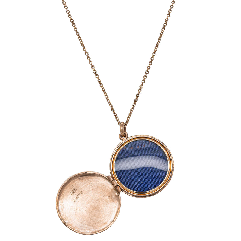 Vintage 9ct Rose Gold Engine Turned Round Locket - Necklace - Walker & Hall