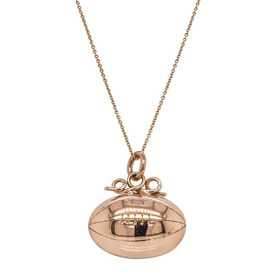 Vintage 8ct Rose Gold Rugby Ball Pendant with Chain - Necklace - Walker & Hall