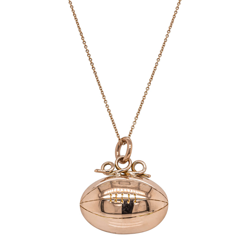 Vintage 8ct Rose Gold Rugby Ball Pendant with Chain - Necklace - Walker & Hall