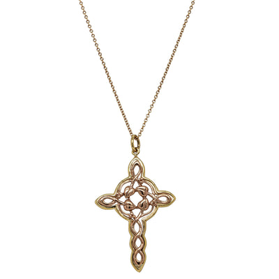 Deja Vu 9ct Yellow & Rose Gold Celtic Cross Pendant - Necklace - Walker & Hall