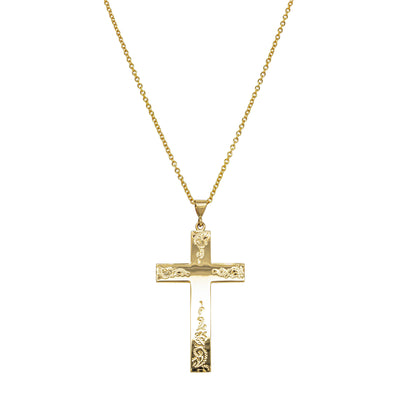 Deja Vu 18ct Yellow Gold Cross Pendant with Chain - Necklace - Walker & Hall