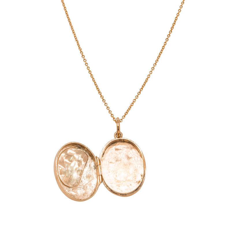 Deja Vu 9ct Rose Gold Floral Seed Pearl Locket - Necklace - Walker & Hall