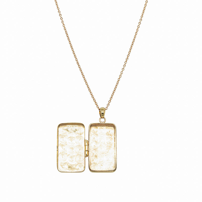 Deja Vu 9ct Yellow Gold Engraved Rectangular Locket - Necklace - Walker & Hall