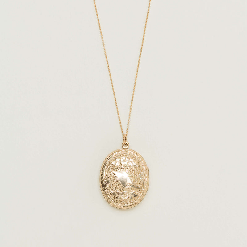Vintage 9ct Yellow Gold Enamelled Memorial Pendant - Necklace - Walker & Hall