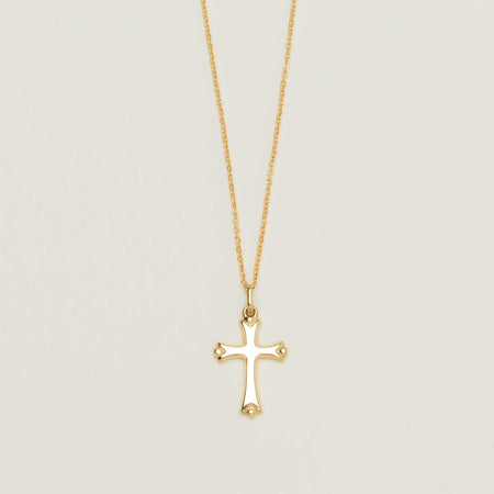Deja Vu 9ct Yellow Gold Flared Latin Cross Pendant - Necklace - Walker & Hall