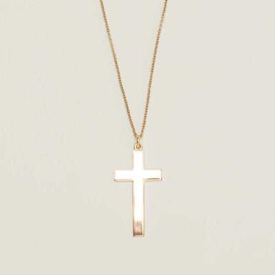 Deja Vu 9ct Rose Gold Classic Cross Pendant With Chain - Necklace - Walker & Hall