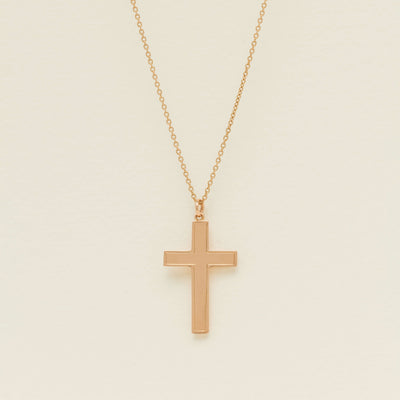 Deja Vu 9ct Rose Gold Bordered Cross Pendant - Necklace - Walker & Hall