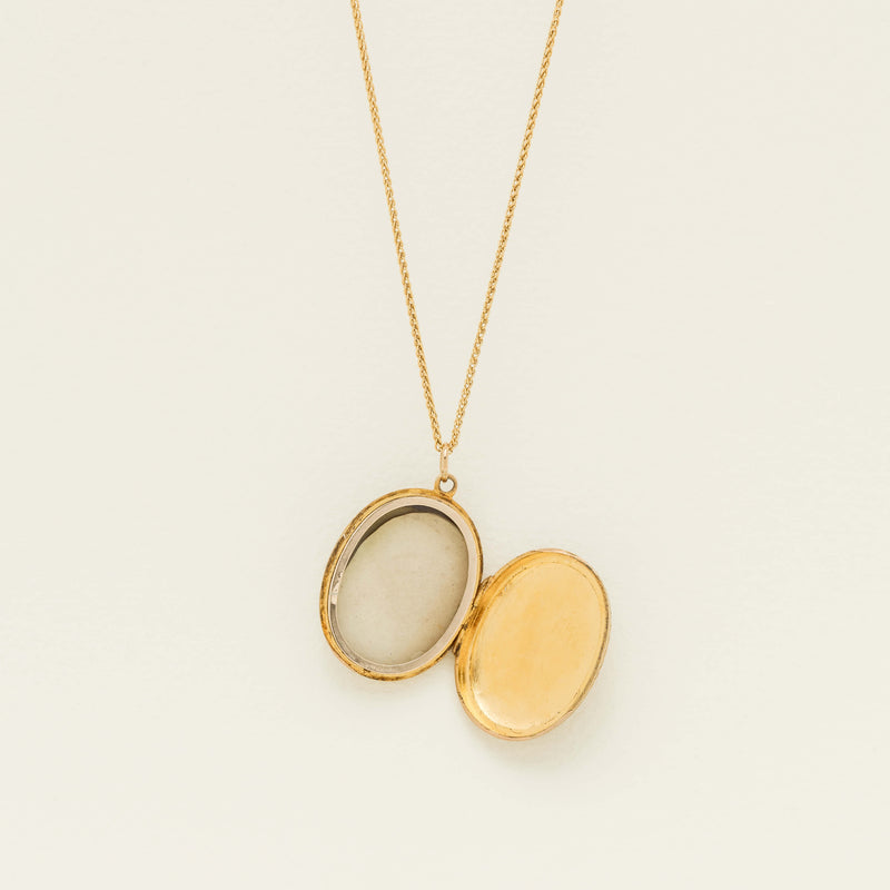 Vintage 18ct Yellow Gold Pearl & Enamel Locket - Necklace - Walker & Hall
