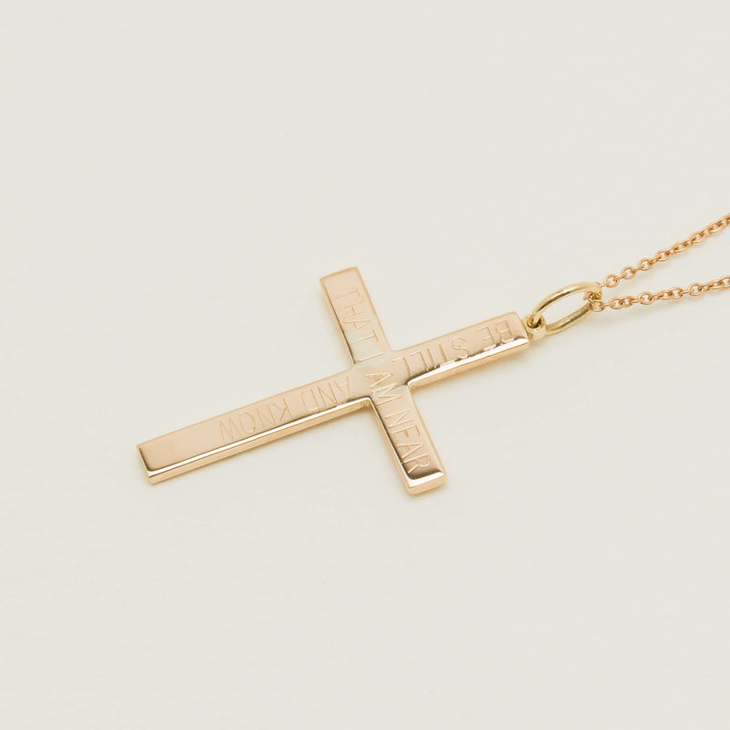 Deja Vu 9ct Rose Gold 'Psalm 46:10' Cross Pendant - Necklace - Walker & Hall