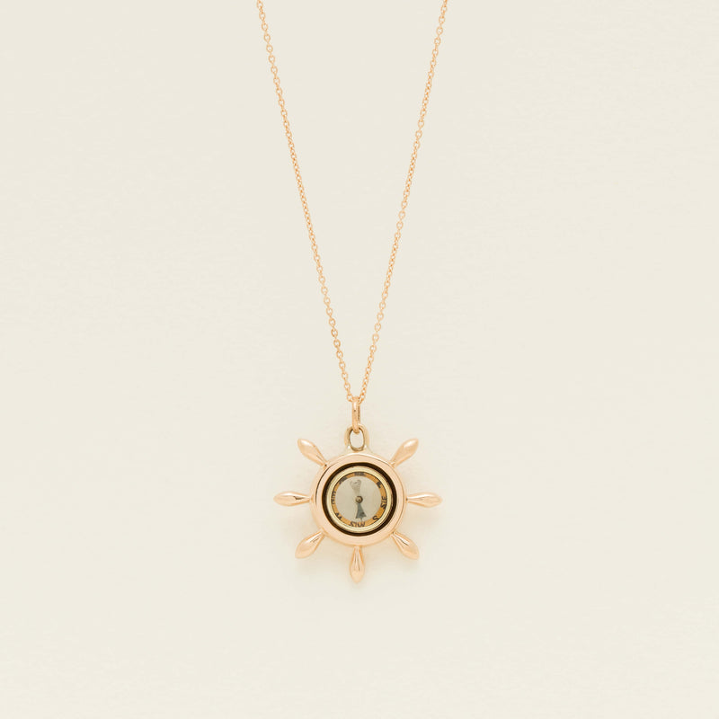 Vintage 9ct Rose Gold Ship's Wheel Compass Pendant - Pendant - Walker & Hall
