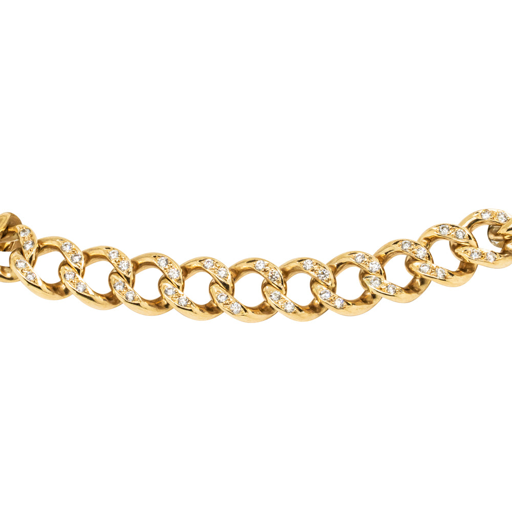 Deja Vu 9ct Yellow Gold 1.40ct Diamond Curb Link Bracelet - Bracelet - Walker & Hall