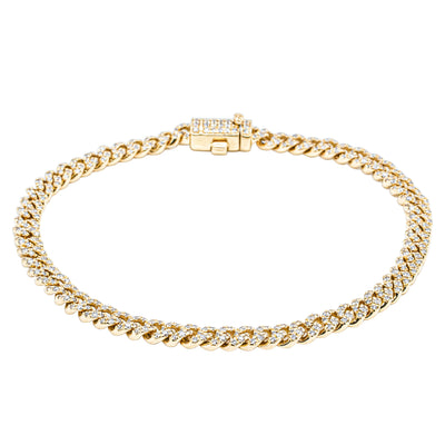 18ct Yellow Gold 1.41ct Diamond Curb Link Bracelet-Bracelet-Walker & Hall