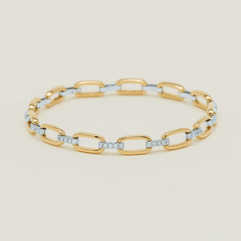 18ct Bi-Tone Gold .66ct Diamond Cable Link Bracelet - Bracelet - Walker & Hall