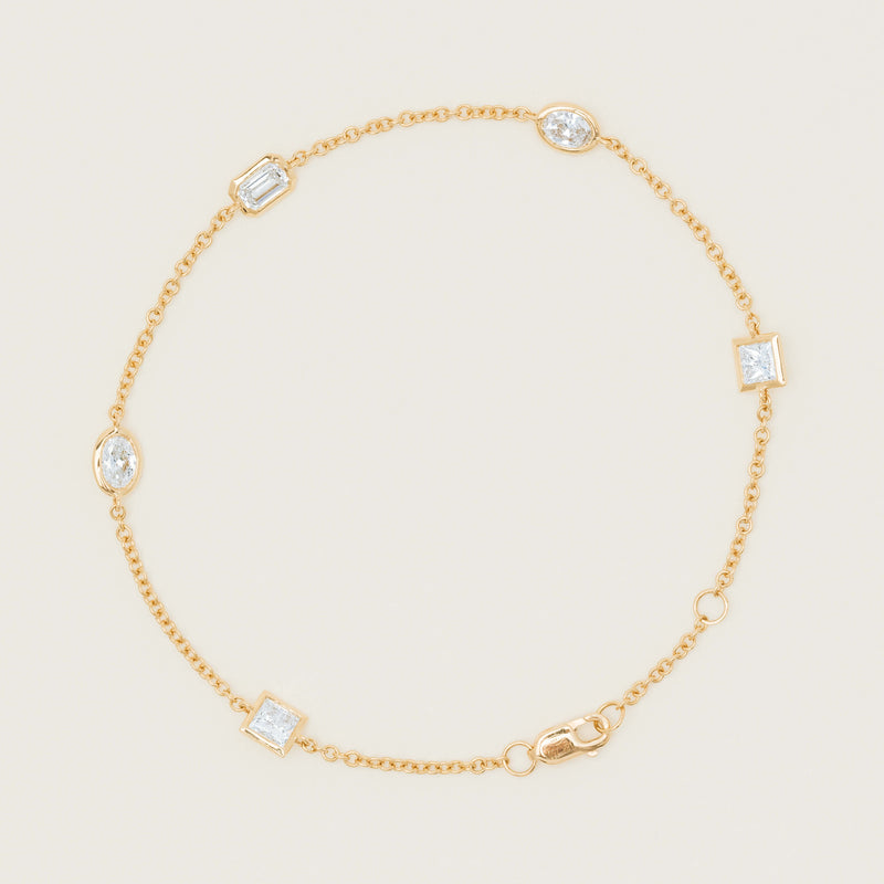 18ct Yellow Gold Diamond Natalia Mixed-Cut Bracelet