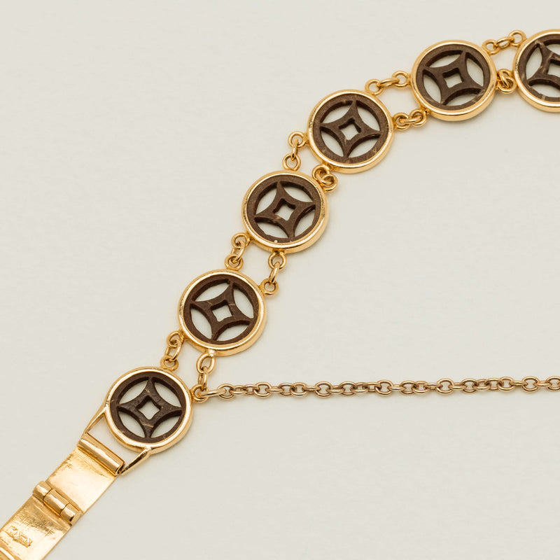 Vintage 22ct Yellow Gold Black Disc Bracelet - Bracelet - Walker & Hall