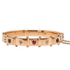 Vintage 9ct Rose Gold Gemstone & Diamond Hollow Hinged Bangle - Bracelet - Walker & Hall
