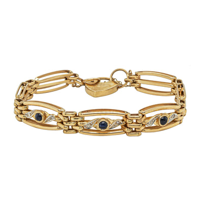 Deja Vu 9ct Yellow Gold Sapphire & Diamond Gate Bracelet - Bracelet - Walker & Hall