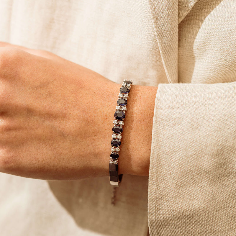 Vintage 18ct White Gold Sapphire & Diamond Bracelet