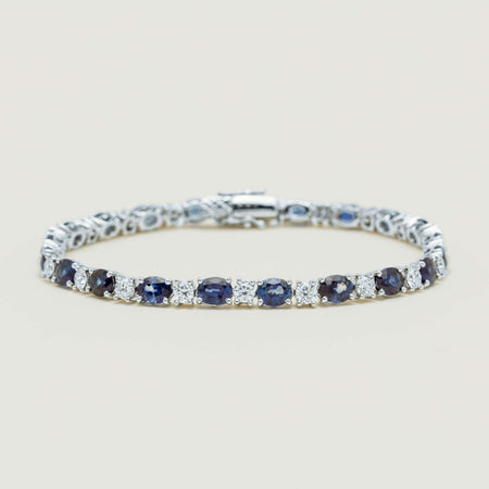 18ct White Gold 8.57ct Sapphire & Diamond Bracelet - Bracelet - Walker & Hall