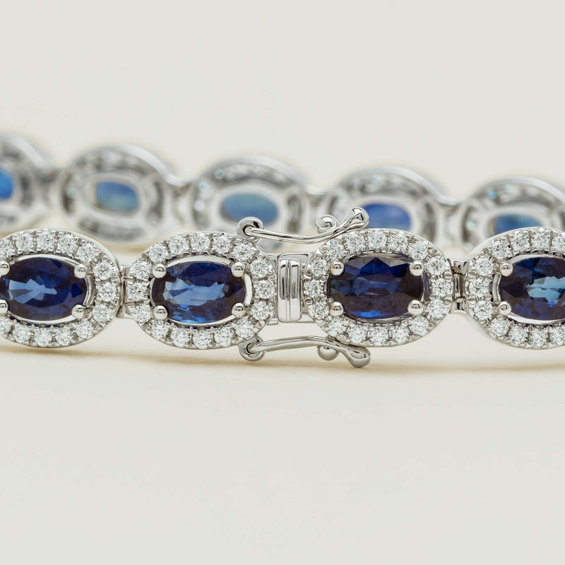 18ct White Gold 10.49ct Sapphire & Diamond Eclipse Bracelet