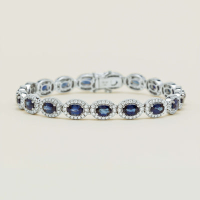 18ct White Gold 10.49ct Sapphire & Diamond Eclipse Bracelet