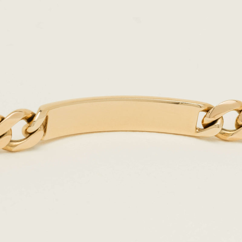 9ct Yellow Gold Curb Link ID Bracelet 22cm - Bracelet - Walker & Hall