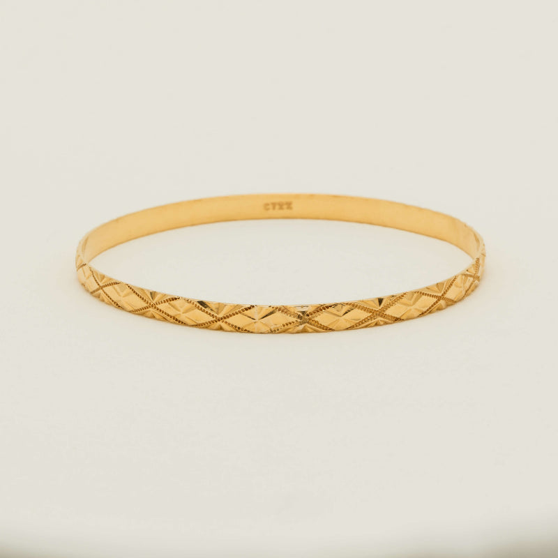 Deja Vu 22ct Yellow Gold Patterned Bangle - Bracelet - Walker & Hall