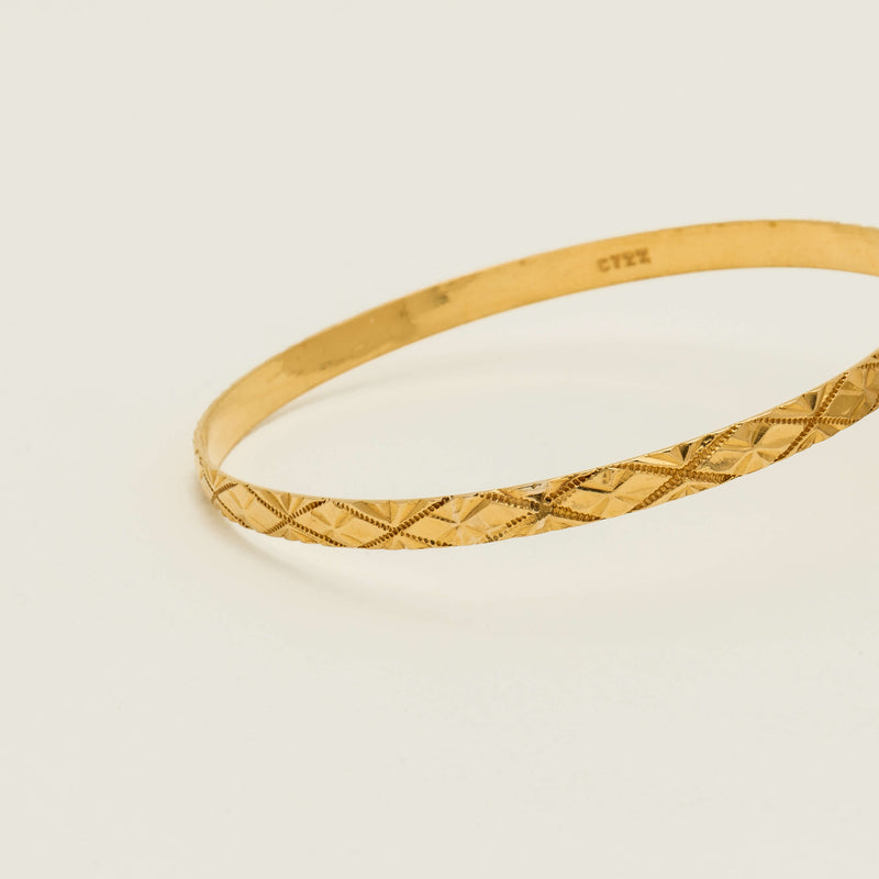 Deja Vu 22ct Yellow Gold Patterned Bangle - Bracelet - Walker & Hall