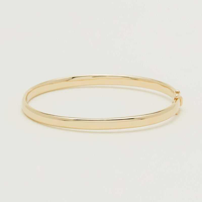9ct Yellow Gold 4.5mm Hinged Bangle - Bracelet - Walker & Hall