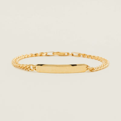 9ct Yellow Gold Medium Curb Link ID Bracelet 18.5cm - Bracelet - Walker & Hall