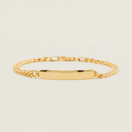 9ct Yellow Gold Medium Curb Link ID Bracelet 18.5cm - Bracelet - Walker & Hall