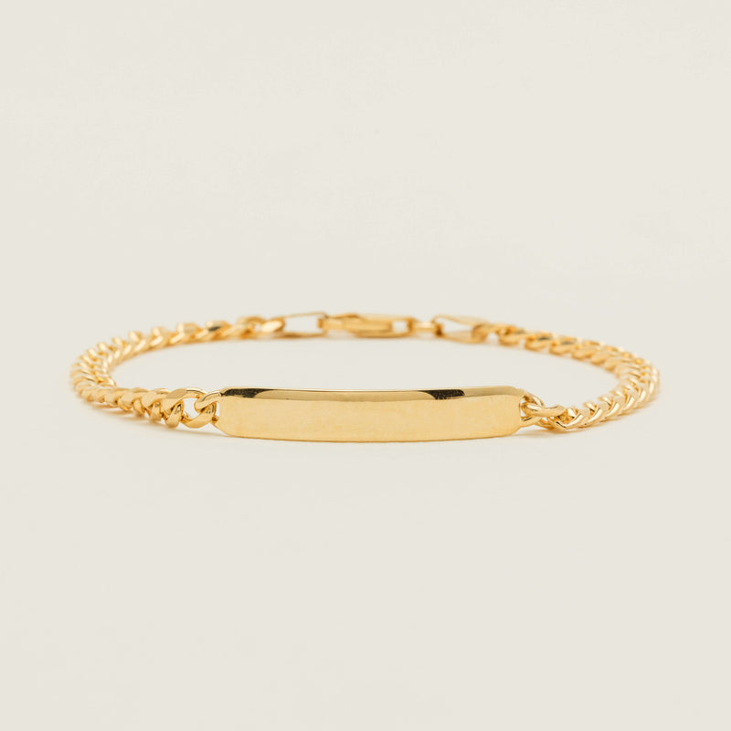 9ct Yellow Gold Medium Curb Link ID Bracelet 18.5cm - Bracelet - Walker & Hall