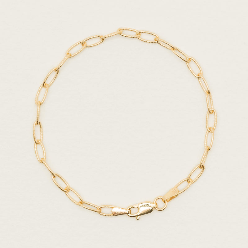 9ct Yellow Gold Textured Oval Link Bracelet - Bracelet - Walker & Hall