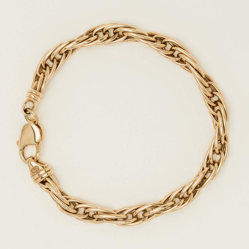 Deja Vu 9ct Yellow Gold Twisted Curb Link Bracelet - Bracelet - Walker & Hall