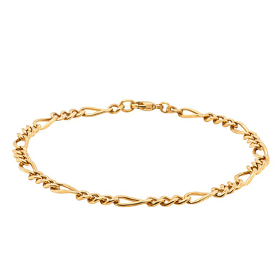 Deja Vu 17ct Yellow Gold Figaro Bracelet 19cm - Bracelet - Walker & Hall