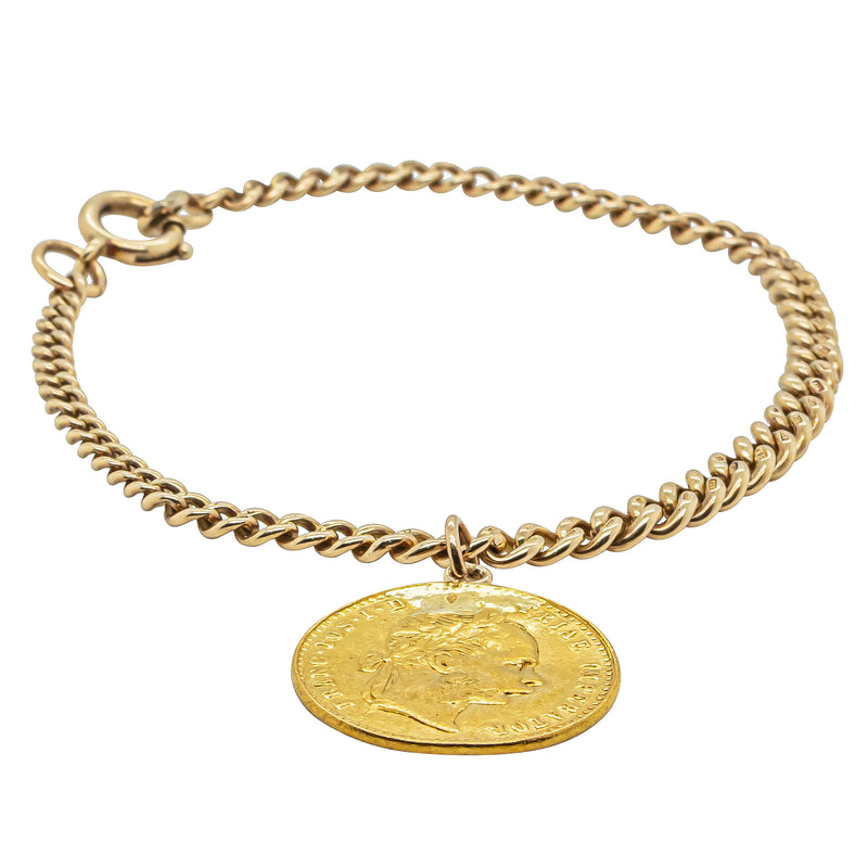 Deja Vu 9ct/24ct Yellow Gold Bracelet With Austro-Hungarian Coin - Bracelet - Walker & Hall