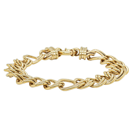 Vintage 9ct Yellow Gold Open Double Curb Link Bracelet - Bracelet - Walker & Hall
