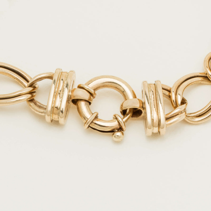 Vintage 9ct Yellow Gold Double Curb Figaro Link Bracelet - Bracelet - Walker & Hall