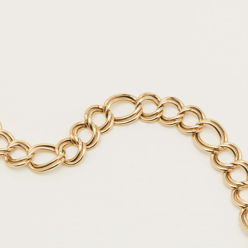Vintage 9ct Yellow Gold Double Curb Figaro Link Bracelet - Bracelet - Walker & Hall