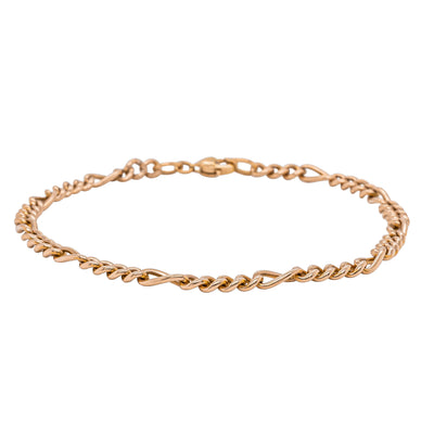 Deja Vu 15ct Rose & 18ct Yellow Gold Figaro Bracelet 18.5cm - Bracelet - Walker & Hall
