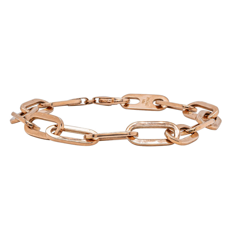 Deja Vu 14ct Rose Gold Hollow Long Link Bracelet 19.5cm - Bracelet - Walker & Hall