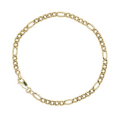 Deja Vu 9ct Yellow Gold Figaro Bracelet - 19cm - Bracelet - Walker & Hall